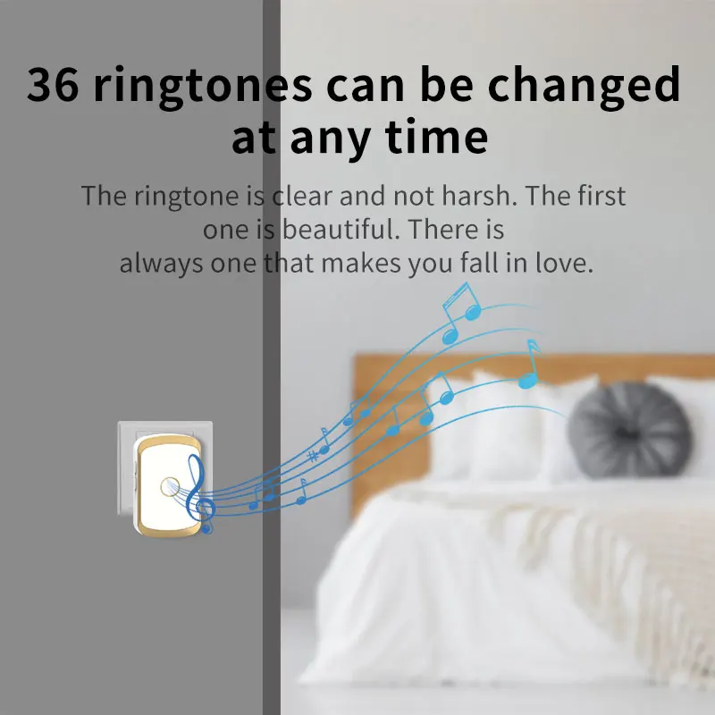 EZHEN Smart Home Wireless Doorbell 300M Long Distance Door Bell 36 Ringtones High Volume Door Chime Kit For Home Office Store