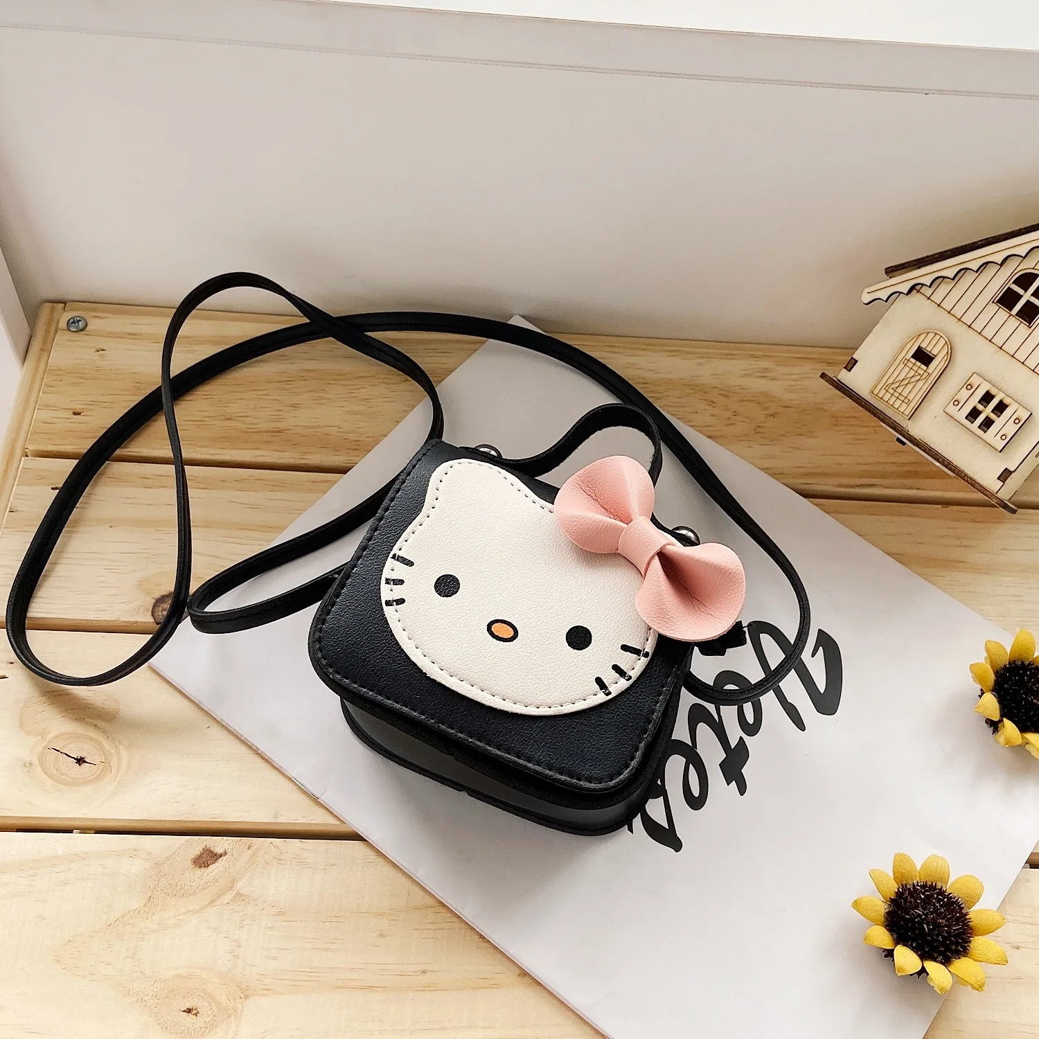 Sanrio Hello Kitty Kawaii Cute PU Shoulder Bag New Fashion Trendy Women's Crossbody Bag with Bow Perfect Gift for Girlfriend image 4