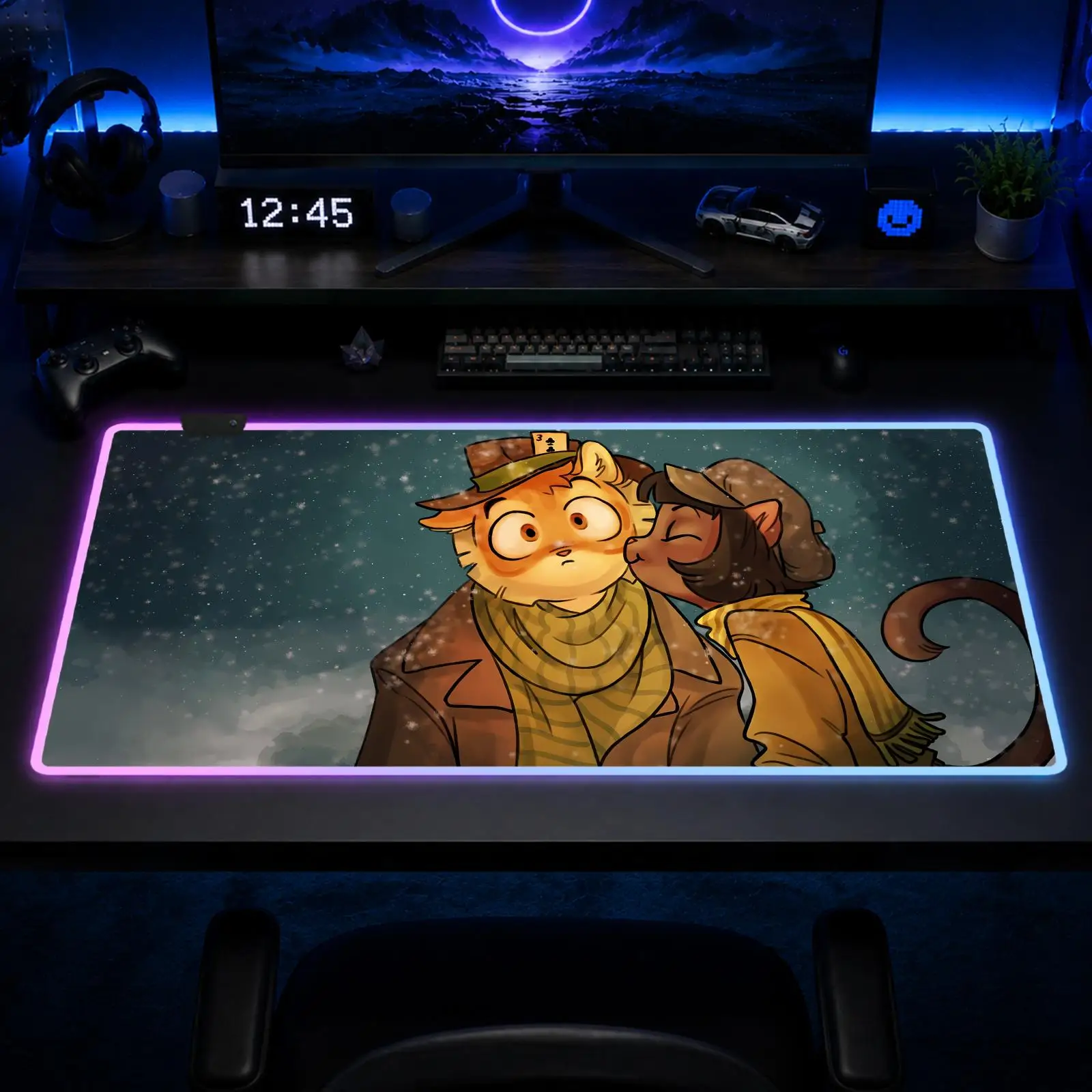 

Lackadaisy Mouse Pad Gaming Anime Mouse Pad XXL RGB Desk Mats LED Table Pads Backlit Rubber Desktop