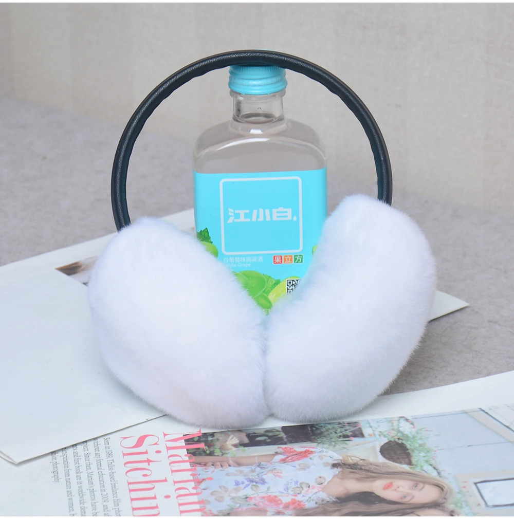 Rex Rabbit Fur Hang Ear Cover Warm Winter Earmuffs Headwear Ear Muffs Fur Earmuffs Cold Ear Warmer Fold Ear Protection Headband