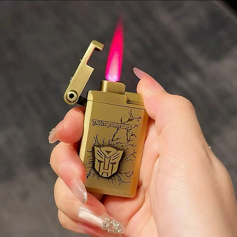 

Outdoor Windproof Relief Inflatable Lighter Metal Jet Red Flame Butane Gas Lighter Cigarette Accessories Men's Small Gift