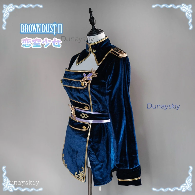 Brown Dust 2 Blade Sexy Velvet Uniform Costume – Young Lady Dark DPS Skin + Wig, Women’s Halloween Carnival Party Suit view 3