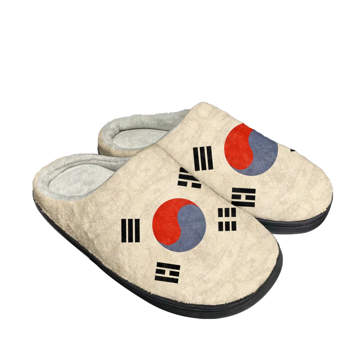 Korean Flag Home Cotton Custom Slippers Mens Womens Sandals South Korea Plush Bedroom Casual Keep Warm Shoes Thermal Slipper