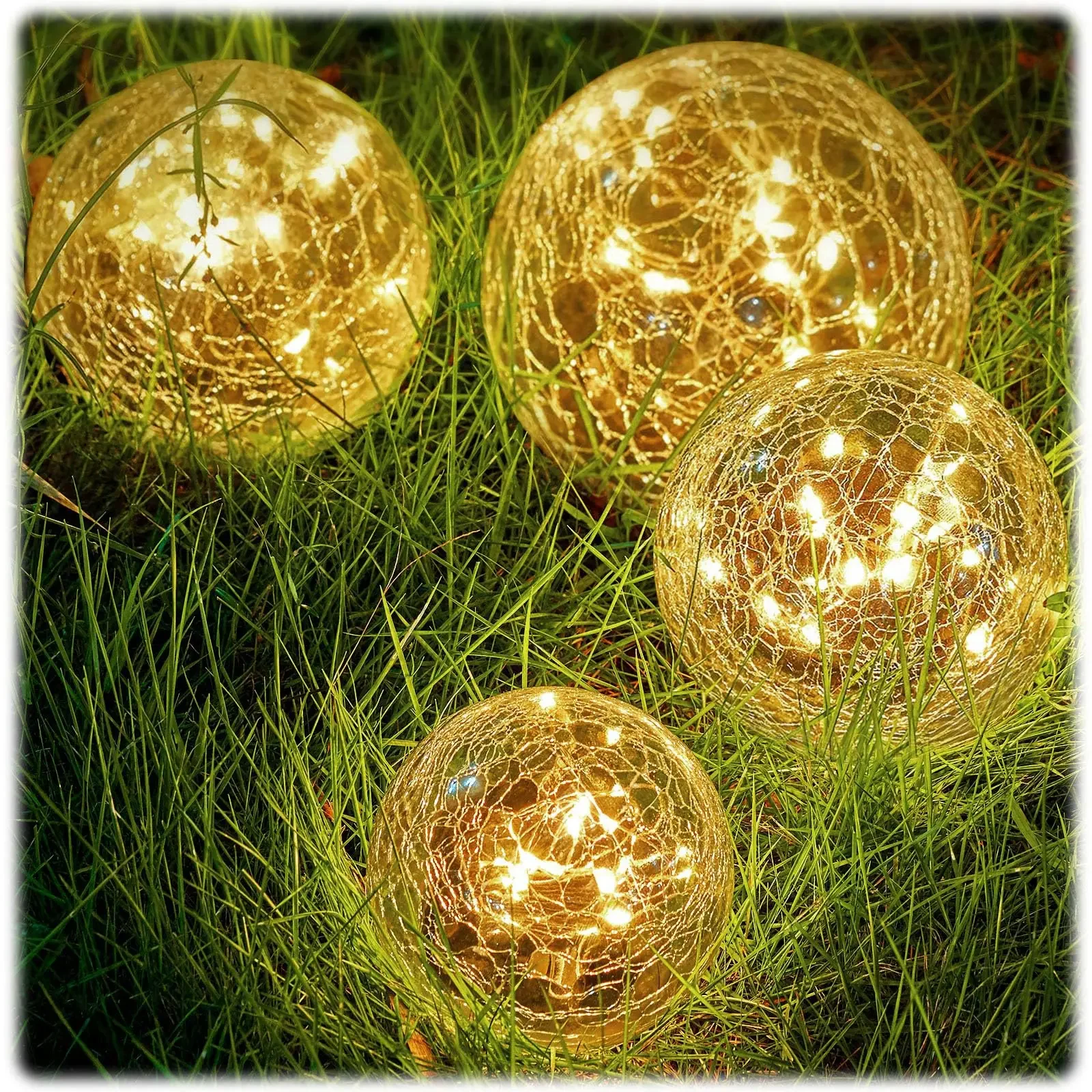 

Solar Lights Outdoor Garden Globe Light Cracked Glass Ball Led Solar Light Decorative Solar Ball Garden Decor for Backyard Lawn