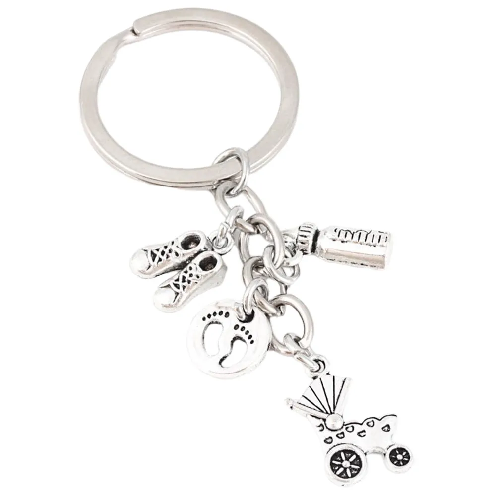 Baby Carriage Keychain Metal Stroller Pendant Key Ring for Keys Bags Backpacks New Mother Graduation Gift