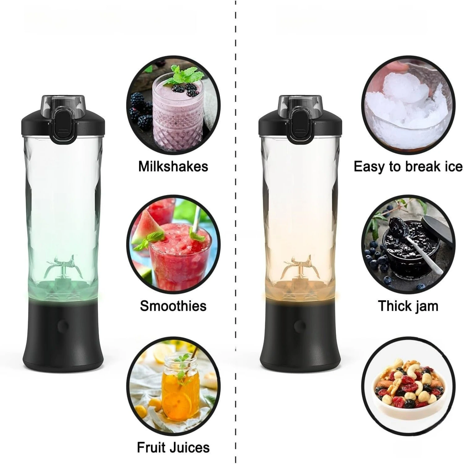 Efficient, Portable, and Convenient Black USB Rechargeable Smoothie Blender: The Ultimate On-the-Go Choice for Smoothies & Shake