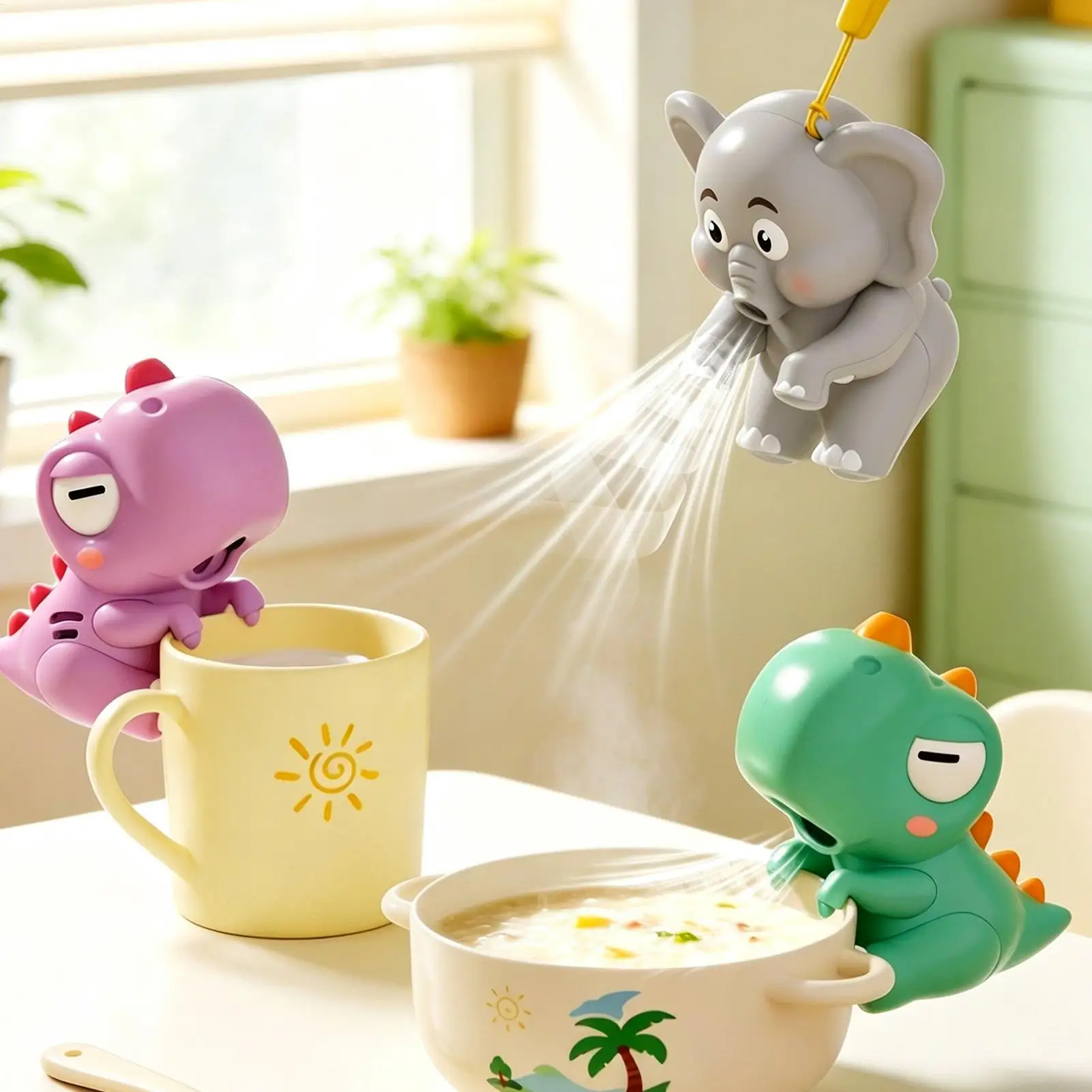 Mini Elephant Food Cooler Fan Cup Bowl New Food Cooler Air Blower Cute Cartoon Design Portable Cooling Fan for Kids Gift Like