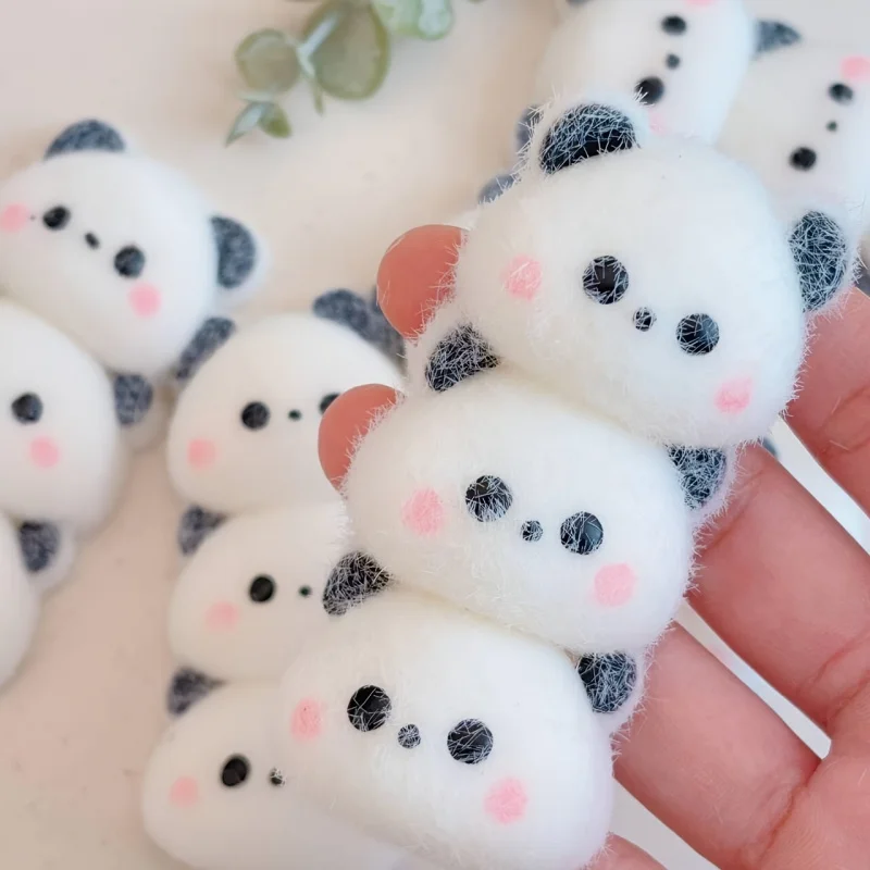 Trois Panda mignon connecté tête à tête, endormi, peluche douce, jouet à presser, couleur blanche, pour Halloween, pâques, cadeau du nouvel an
