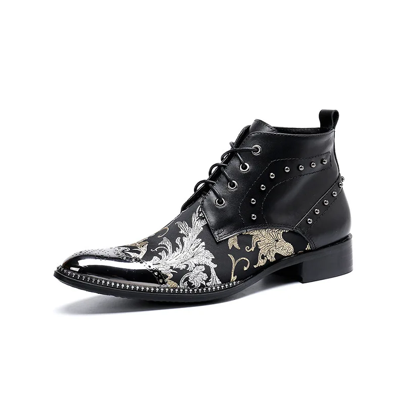 

Роскошные ботильоны из натуральной кожи с острым носком на молнии, мужские элегантные ботинки из натуральной кожи, металлические уличные черные ботинки с носком