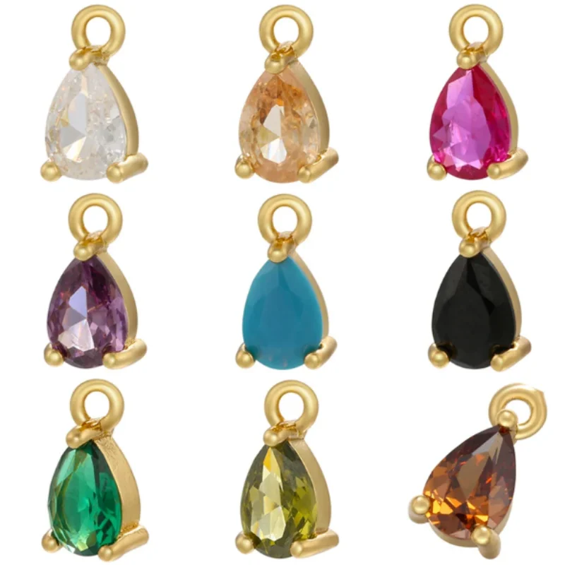 ZHUKOU gold color CZ crystal Water Drop charms for Handmade DIY Earrings Necklace Jewelry Accessories Supply Wholesale VD1089