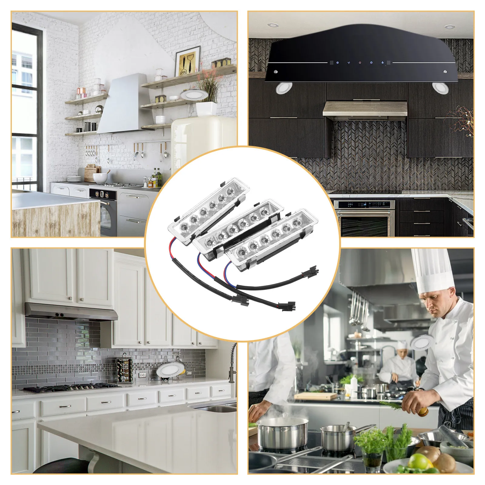 

3Pcs Ultra-Thin Rectangular LED Range Hood Light Bulbs Replacement for Kitchen Cooker Hood Ventilation Task Lighting Cabinet