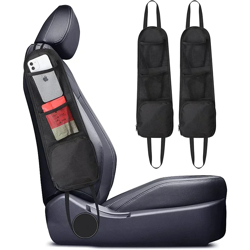 

Автомобильный органайзер, эластичная подвесная сумка для хранения сбоку сиденья, высококачественный универсальный сетчатый карман с несколькими карманами, автомобильные аксессуары для интерьера
