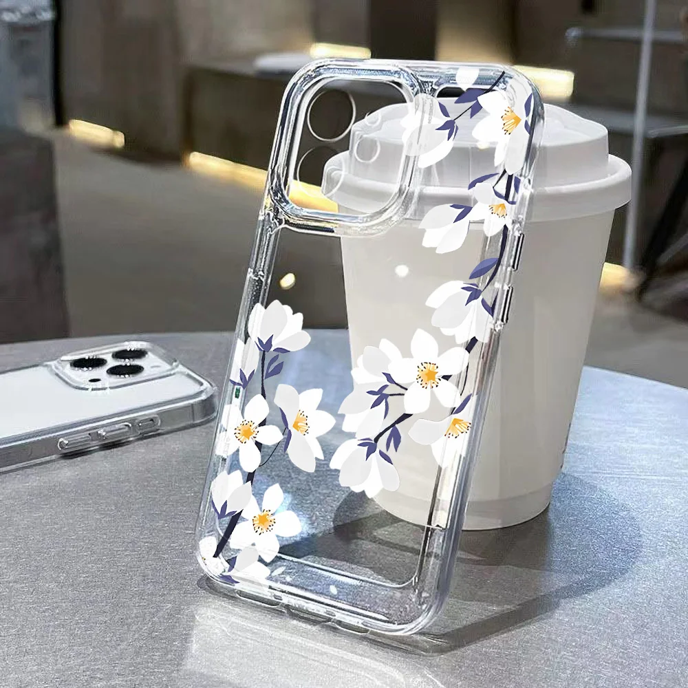 Soft Case For Samsung Galaxy A56 5G A36 A26 A54 A55 S25 Ultra S24 Plus S23 S22 S21 FE A53 A52 A33 A35 A16 A15 Flower Funda Cover