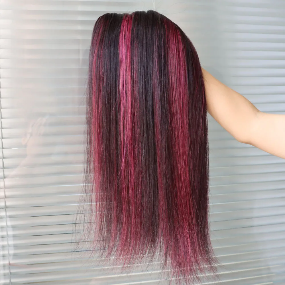 ارتفع الأرجواني الأحمر عذراء الشعر البشري لحمة تسليط الضوء على أومبير الأحمر الشعر الهندي حزمة النسيج مستقيم انخفاض الشحن للأسود الأفريقي