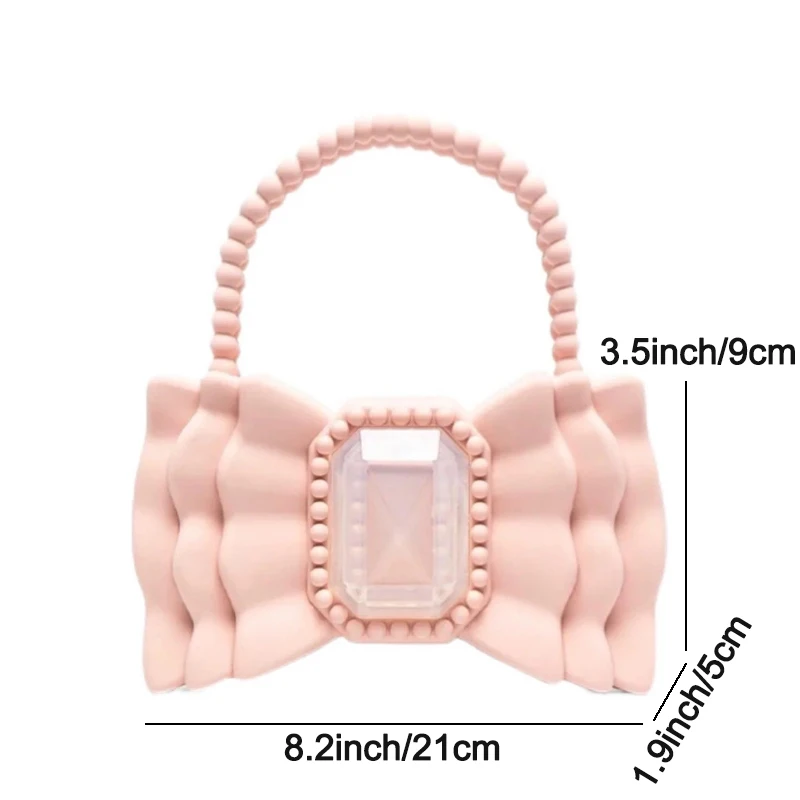 Brands Bow Jelly Women Handbag Cute Beading Handle Clutch Sweet PVC Hand Bags and Purse Big Diamonds Evening Party Bags Lady INS