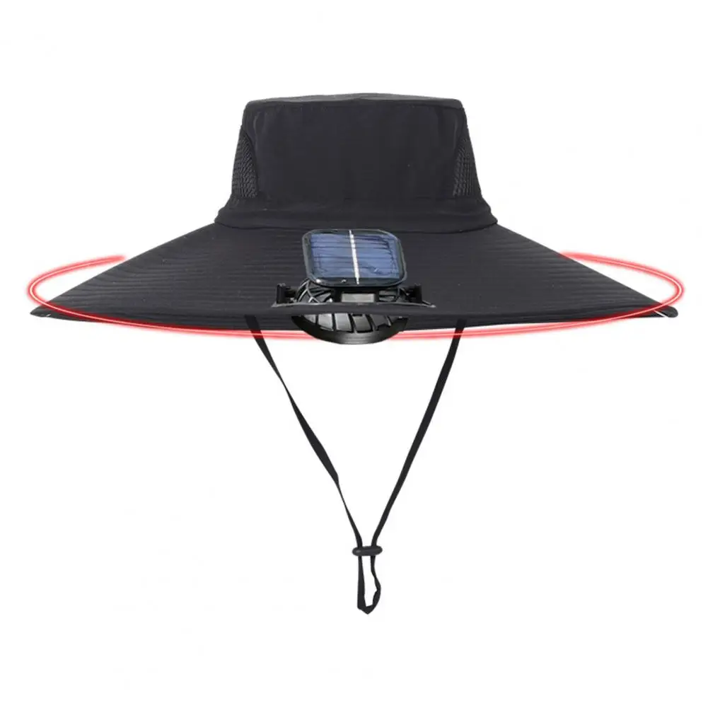 

Rechargeable Fan Hat Fan Hat with Solar Charging Dual-power Solar Fan Hat with Wide-brim Design 800mah Battery for Outdoor