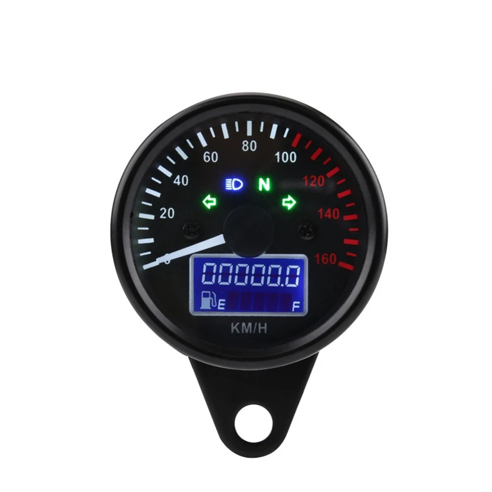 Universal Motorcycle Speedometer LED Digital Tachometer Crystal Instrument Gauge Odometer with Fuel Meter Indicator