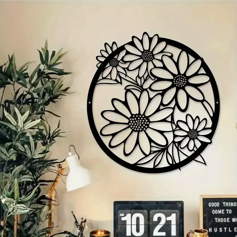 CIFBUY Iron Wall Art Decor 2D Flat Flower Mural for Indoor Outdoor Garden Living Room Balcony Railing Aesthetic Home