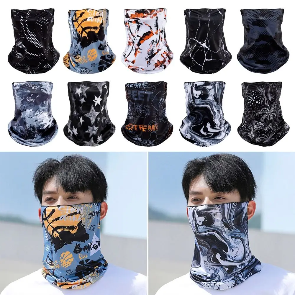 Elastic lce Silk Bandana Windproof Hanging Ear Breathable Cycling Balaclava Face Cover Scarf Men Women