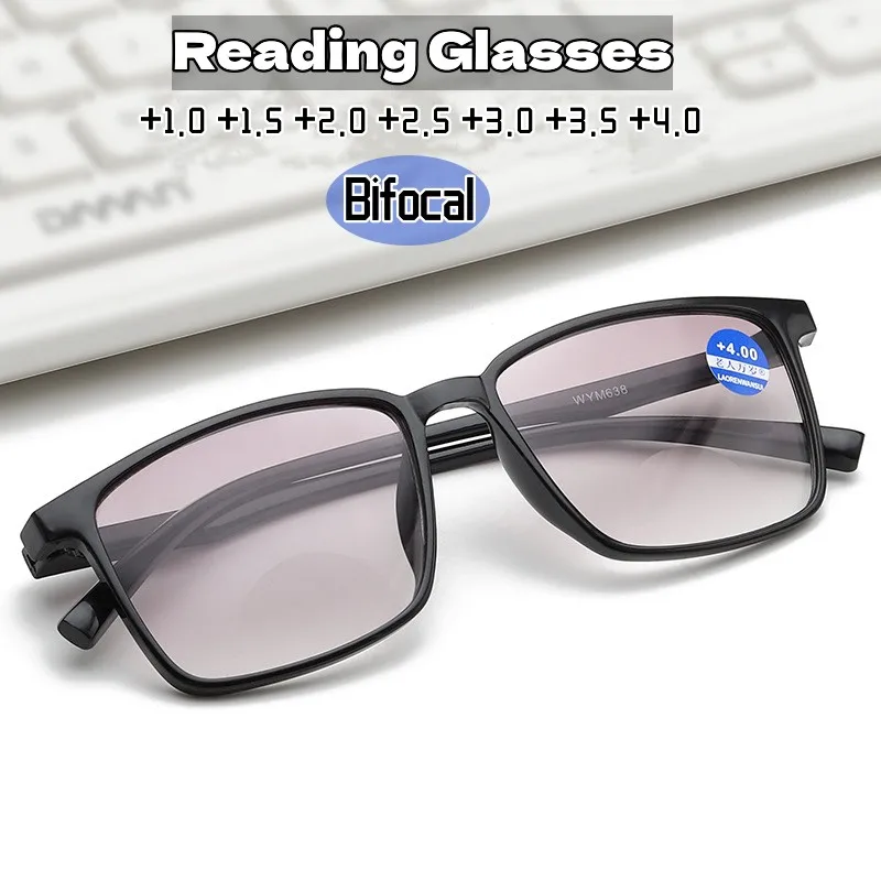 

Trendy Bifocal Presbyopia Eyewear Men Women Reading Glasses Farsighted Prescription Eyeglasses Outdoor Sunglasses with Diopters