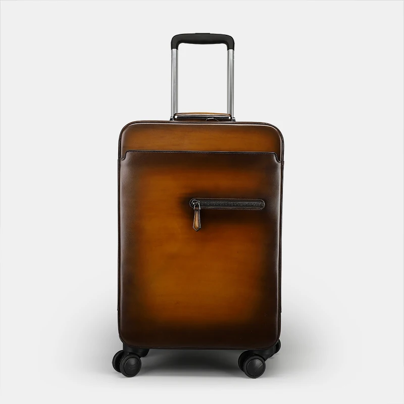 DIMY leather trolley case male business suitcase female leather suitcase universal wheel password boarding 22 inch soft suitcase