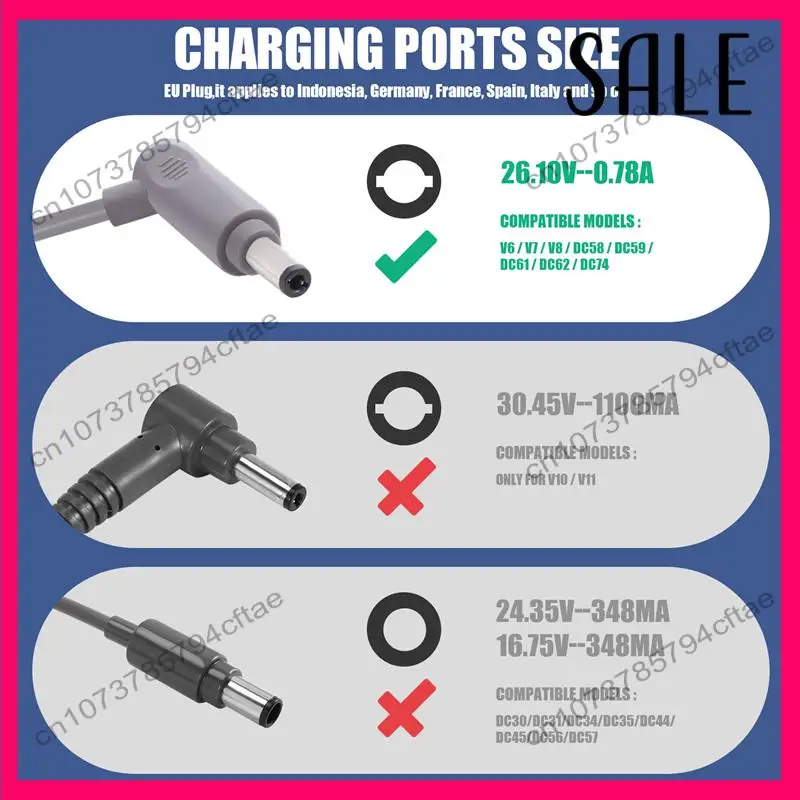 

-A12R Адаптер питания для пылесоса Сменное зарядное устройство для робота-пылесоса Dyson V6 V7 V8 DC58 DC59 DC61 DC62 DC74 Вилка европейского стандарта