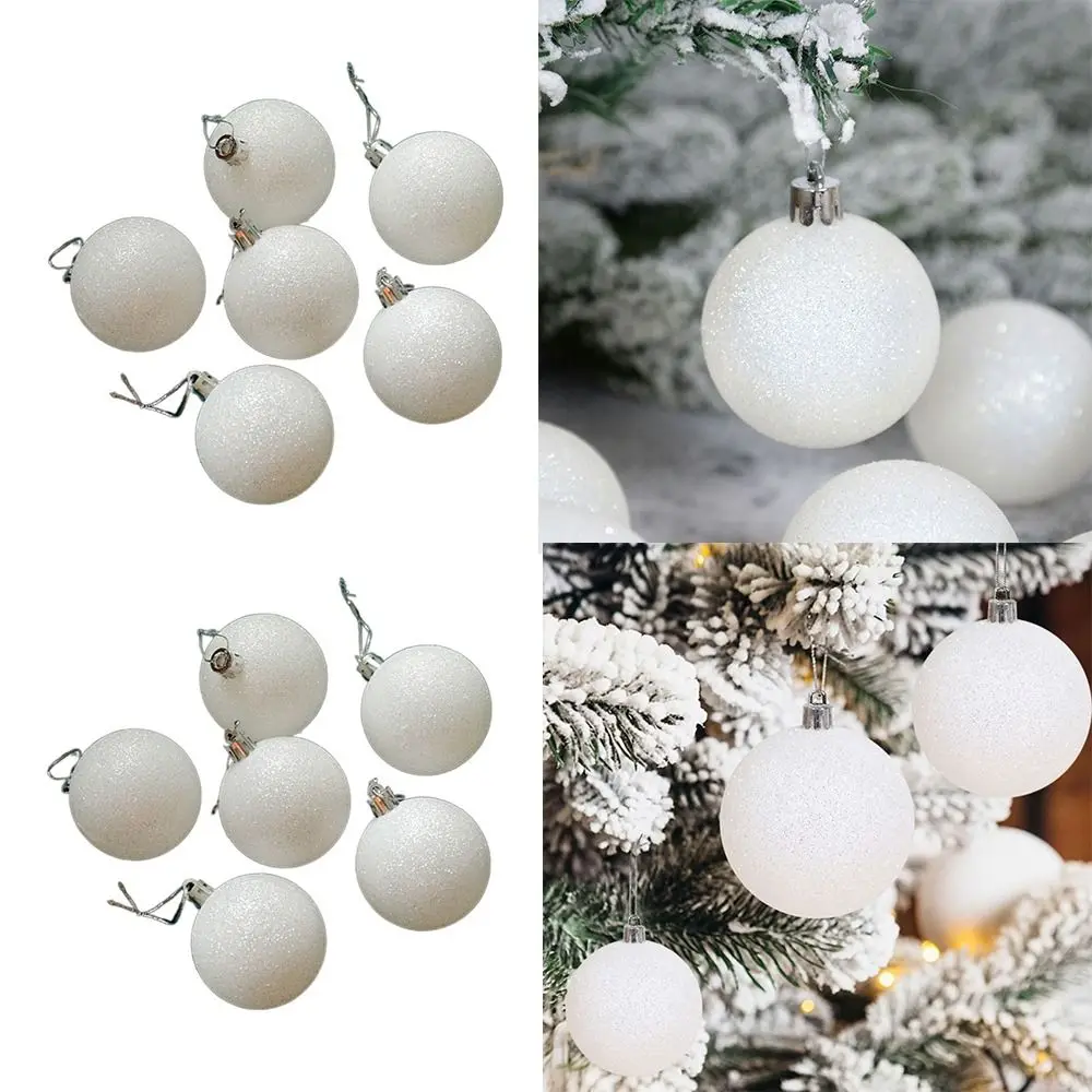 6pcs Xmas Hanging Decoartion Christmas Balls Plastic 6-8cm Christma Tree Hanging Ball New Year DIY Gifts Glitter Christmas Balls