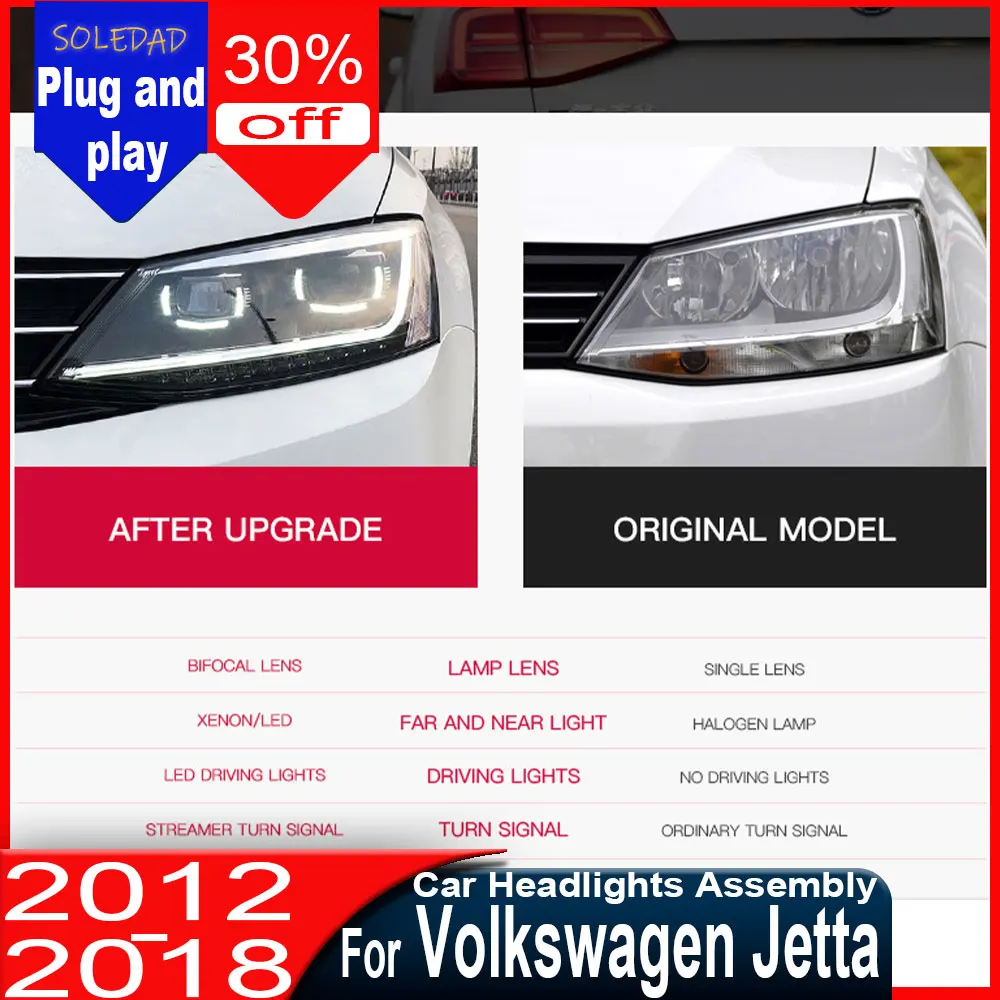 

Светодиодные фары для VW Jetta MK6 2011-2018: Модернизированные, с динамическим сигналом поворота, автоаксессуары