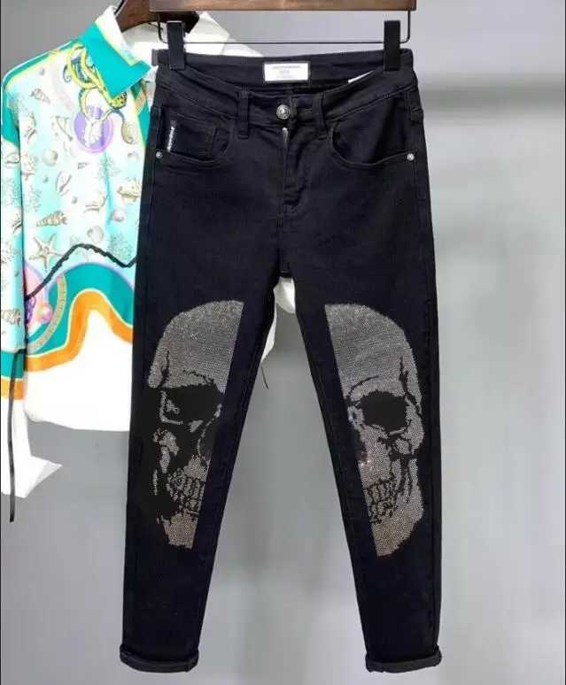 

Designer Rhinestone Luxurious jeans New Summer Clothes Men's Trousers Sport Street style