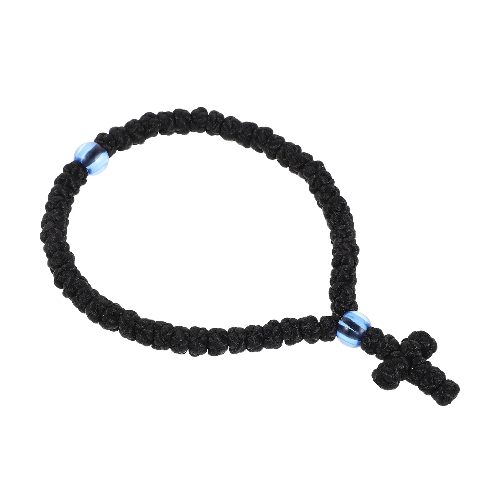 

Black Cross Woven Bracelet Religious Prayer Jewelry For Men Women Lightweight Comfortable Fit Stylish Symbolic Wristlet Daily