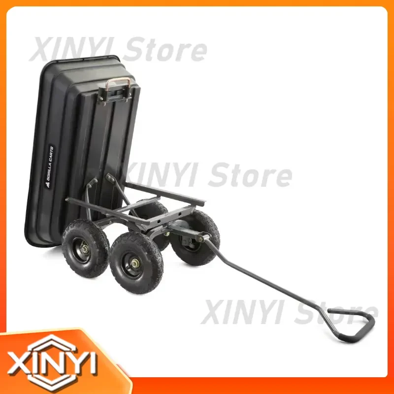 High Quality for Gorilla Carts GOR4PS 600 lb Poly Garden Dump Cart with 10 Inch Tires for Outdoor Utility Cart Lawn Garden