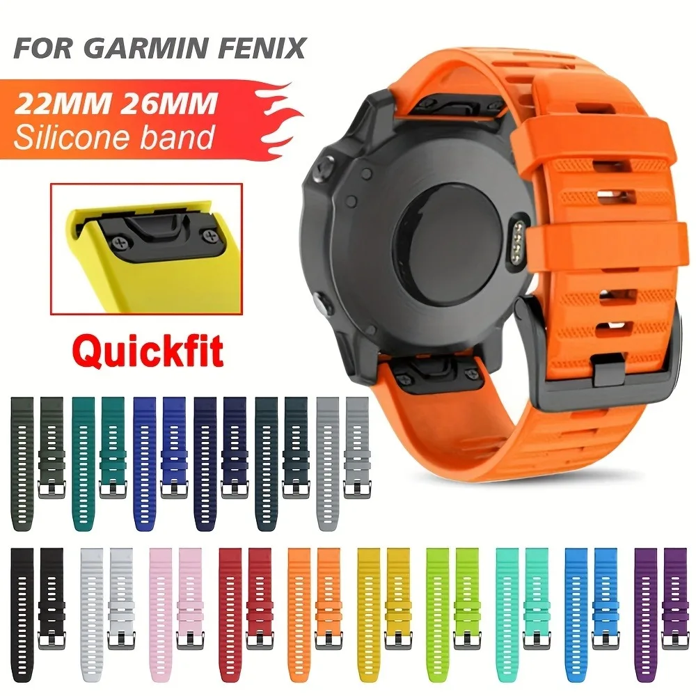 Silicone Watch Strap 26mm 22mm For QuickFit Garmin Band Fenix 8 7X 7 7S 6X 6 Pro 5 5X Epix 2 Forerunner 965 955 945 Instinct 2 image 5