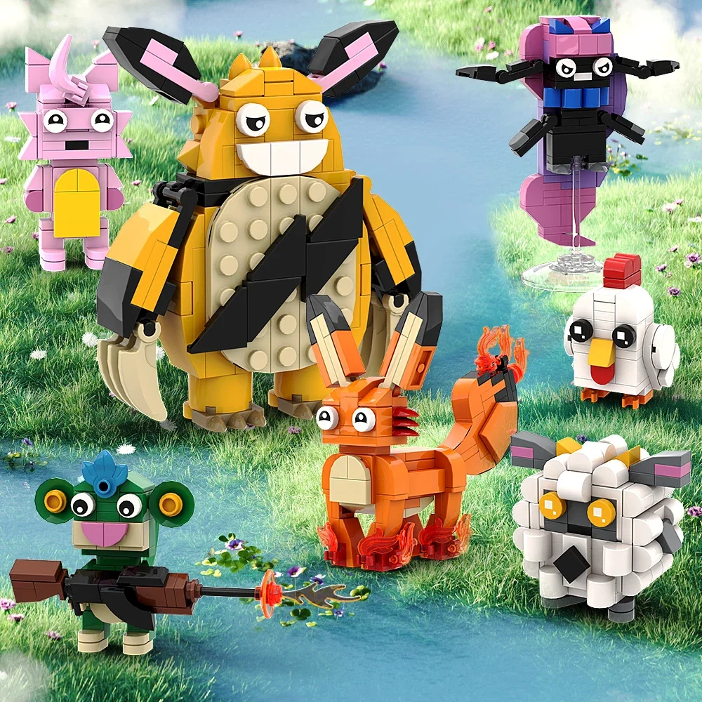 Gobricks 2024 MOC Palworlds postacie z gry Brickheadzss Model klocki Foxparks/Tanzee/Lamball/Chikipi DIY dla dzieci prezent