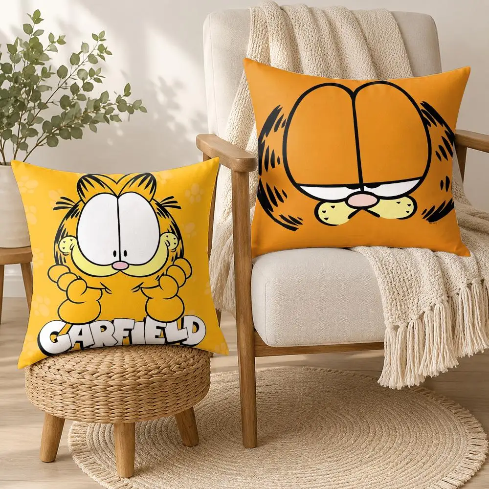 G-Garfield Cute Cartoon Cushion Cover Square Decorative Throw Pillow 40x40cm For Sofa Bedroom Living Room Home Decor