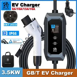 Evsow-cargador EV de 3,5 kW GB/T para coche eléctrico, cargador portátil de vehículos EV de 16A con estación de Cable de carga de 5M, Wallbox EVSE