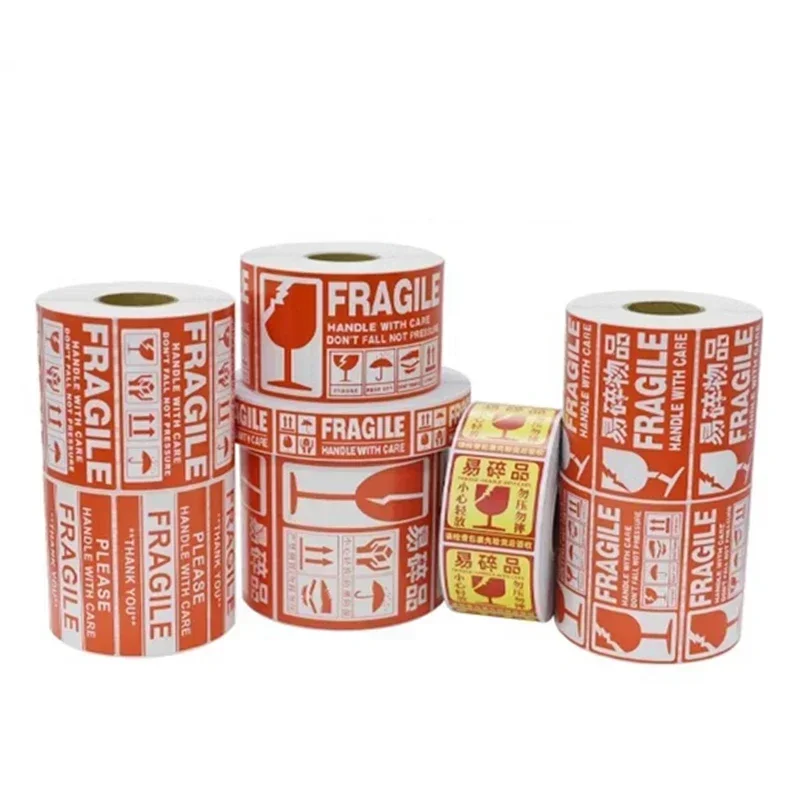 FRAGILE HANDLE WITH CARE English Version Stickers Logistics Transportation Outer Packaging Box Warning Autohesion Paper