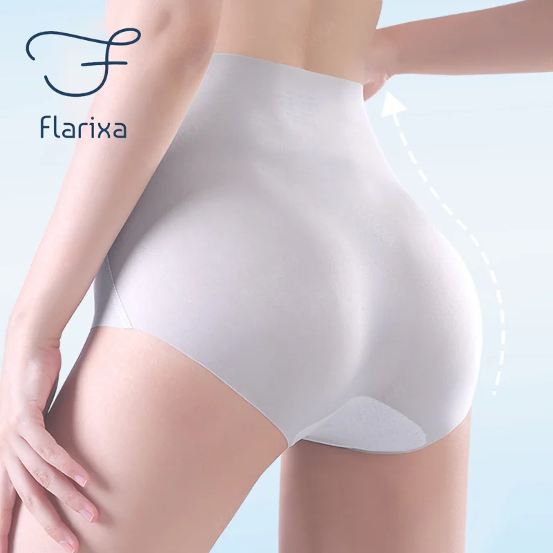 Flarixa 3PCS Seamless High Waist Panties for Women Ultra Thin Ice Silk Panties Comfort Briefs Antibacterial Underwear Underpants