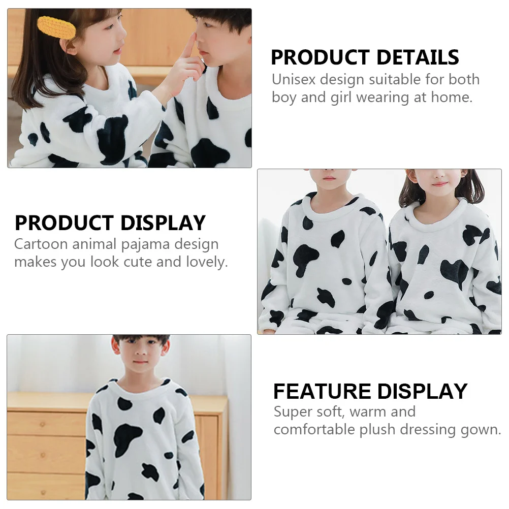 

1 set Pajamas Kids Warm Thickened Sleepwear Kids Home Wear Cartoon Animal Nightgown Home Wear Soft Winter Sleep Suit