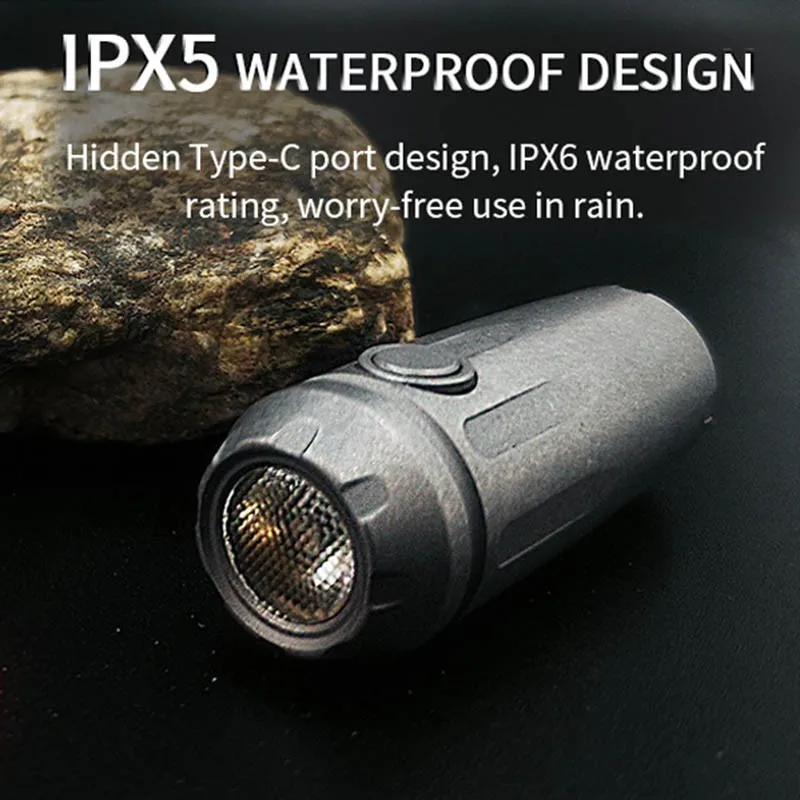 Titanium Alloy Mini Flashlight for Outdoor Camping Fishing Hike 120 Lumen High-Intensity Waterproof Rechargeable EDC Flashlight