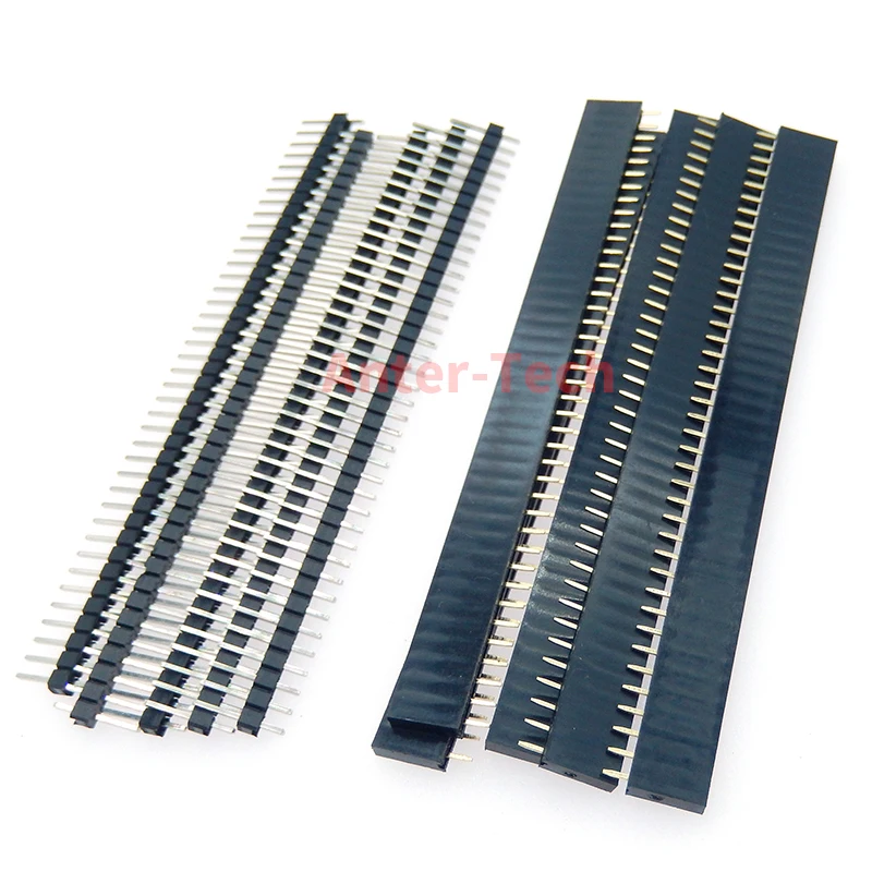 Single Row Masculino e Feminino Breakable Pin Header, PCB JST Connector Strip para Arduino, Kit DIY, 2,54mm, 40 Pin, 1x40, 10Pcs