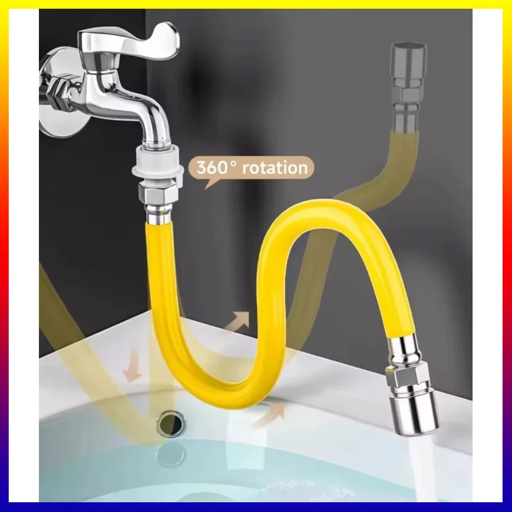 Verstellbarer Wasserhahn-Verlängerungsschlauch aus verdicktem 304-Edelstahl, biegsam, spritzwassergeschützt, Verlängerungsrohr-Adapter – Detail 5