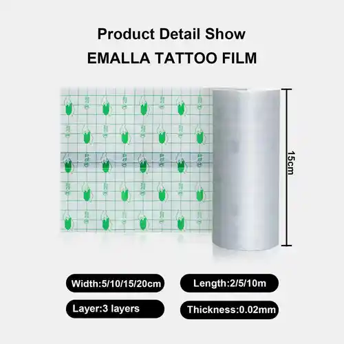Imagen 2 del producto Película de tatuaje impermeable de 10/5/2M, cinta de PU para el cuidado posterior, curación de la piel, adhesivo para reparación de tatuajes, vendajes, accesorios para tatuajes