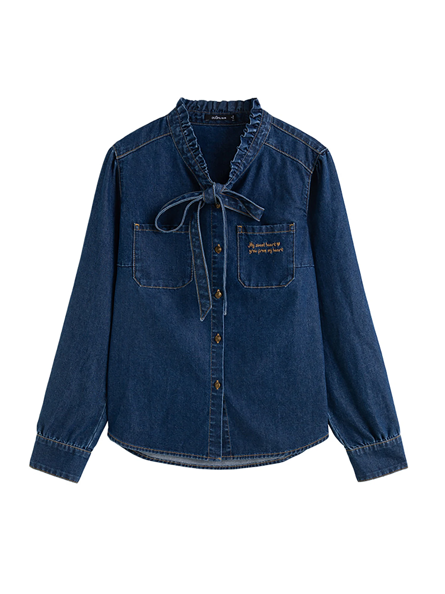 DUSHU Plus Size Vintage Style Denim Shirt Long Skirt Suit for Women 2025 Spring New Design Elegant Unique Top High Waist Skirt