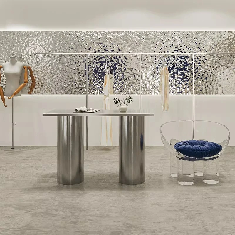 Clothing store water table stainless steel brushed display table rectangular table