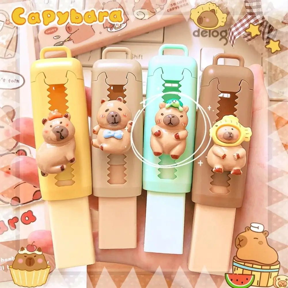 

Stationery Retractable Capybara Eraser Portable Wiping Push Pull Eraser Aesthetic Creative Pencil Rubber Gifts