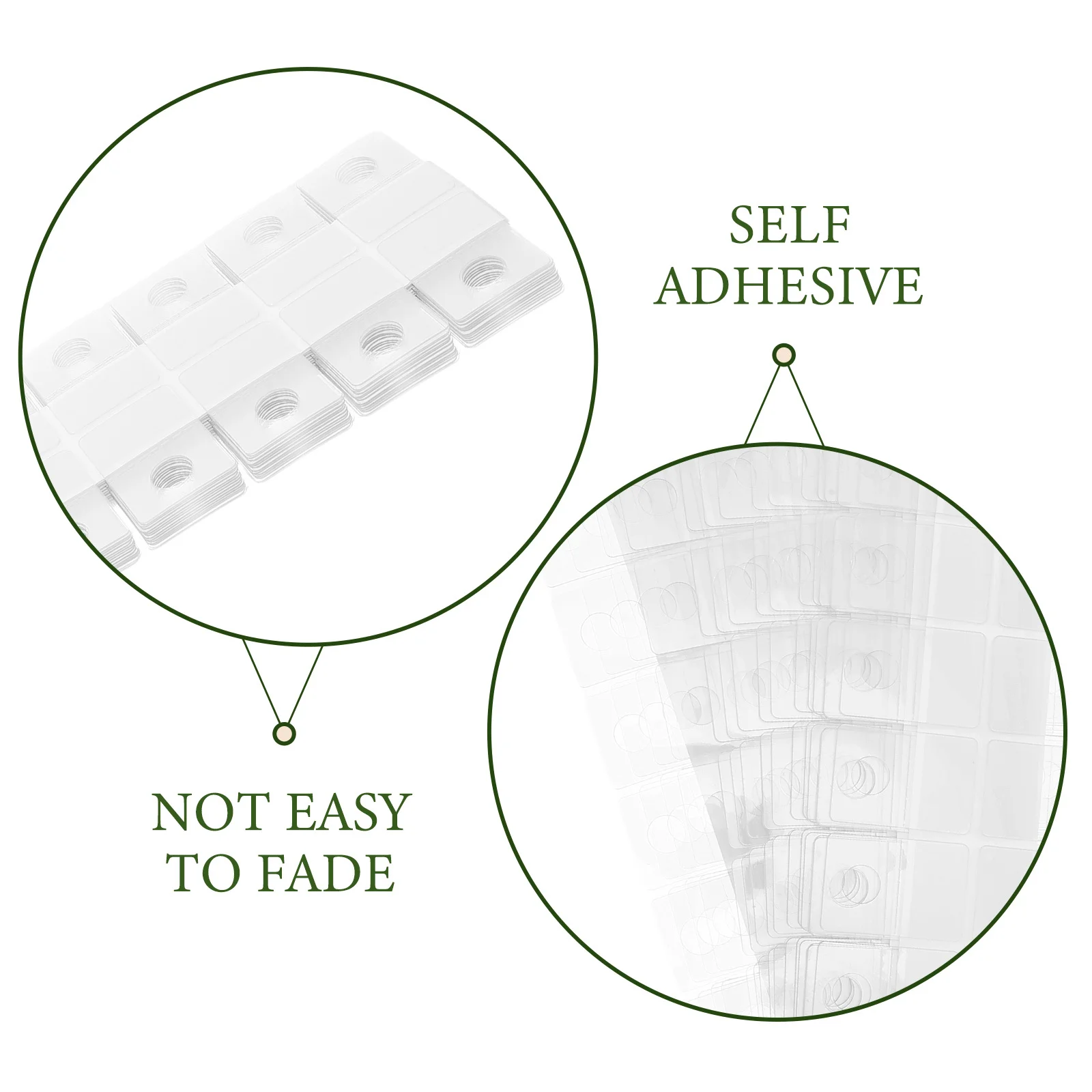 360 قطعة علامات تبويب معلقة ذاتية اللصق شفافة علامات عرض بلاستيكية خطافات لاصقة بفتحة مستديرة لتنظيم المنتجات الصغيرة للبيع بالتجزئة