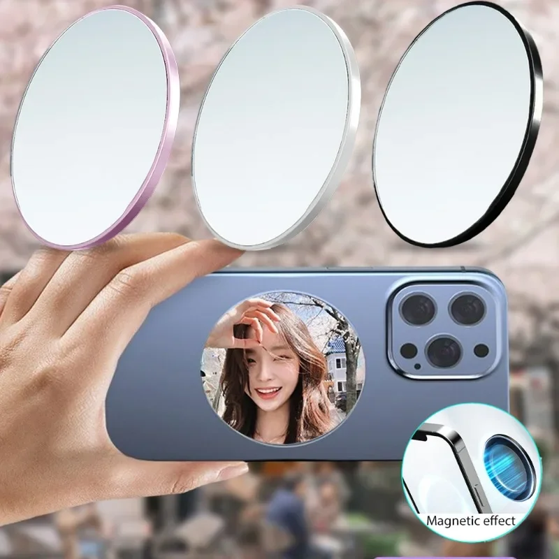 Metal Magnetic Selfie Mirror Mobile Phone Rear Camera Filter High Definition Magnetic Suction Reflective Selfie Reference Mirror