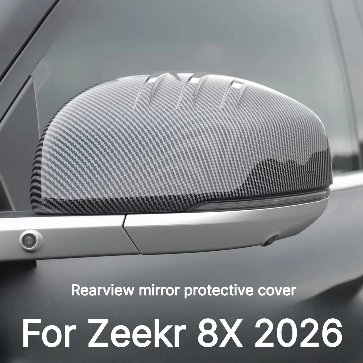 For Zeekr 8X 2026 Rearview Mirror Protective Housing Carbon Fiber Texture Anti Scratch Exterior Decoration