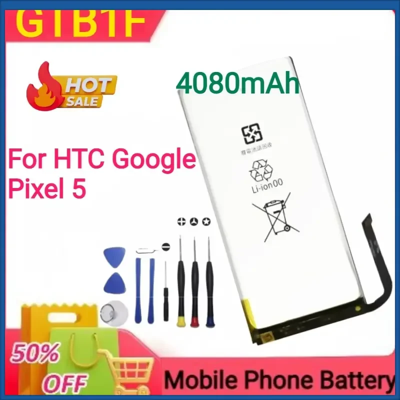 GTB1F 4080mAh Battery for HTC Google Pixel 5 GD1YQ GTT9Q Mobile Phone Batteries+tools