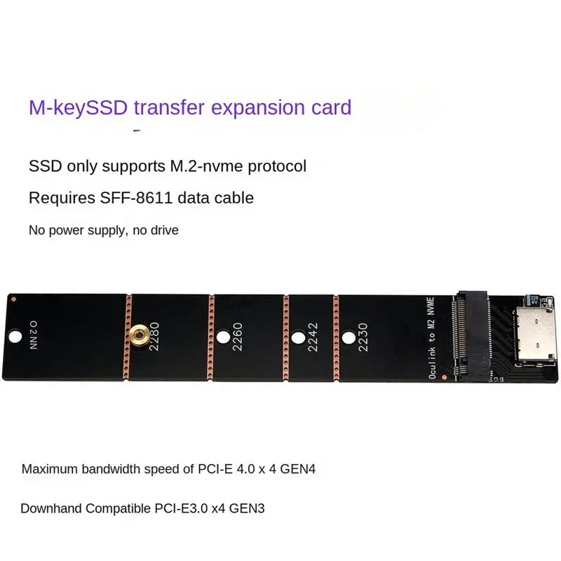 Super Deal -Oculink SFF-8612 To M.2 NVME M-Key SSD Adapter Card Oculink To M.2 M Key PCIE 4.0 X4 Adapter For Mainboard